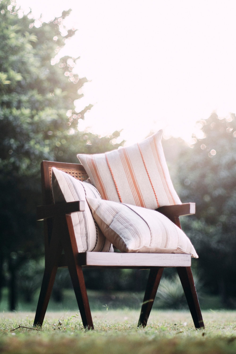 Rattan chair in warm natural outdoor light